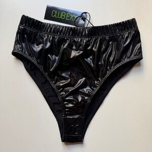 Dolls Kill Club Exx Dark Euphoric Metallic Bottoms Shiny Black Booty Shorts XS